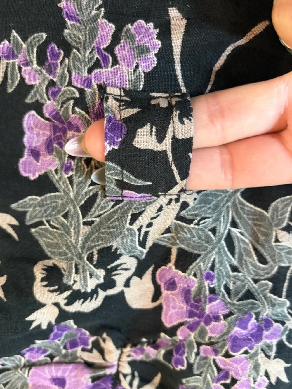 Free People Y2K Vintage Cotton Linen Purple Black Mini Dress Whimsigoth Cottage